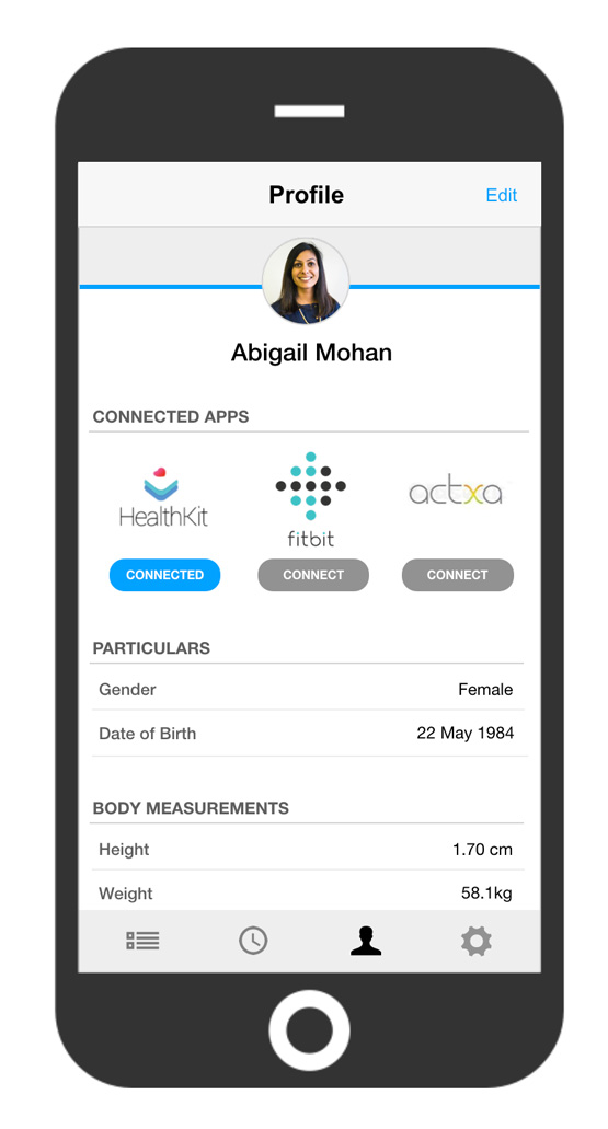 User profile page of a clinic queue & appointments app. 